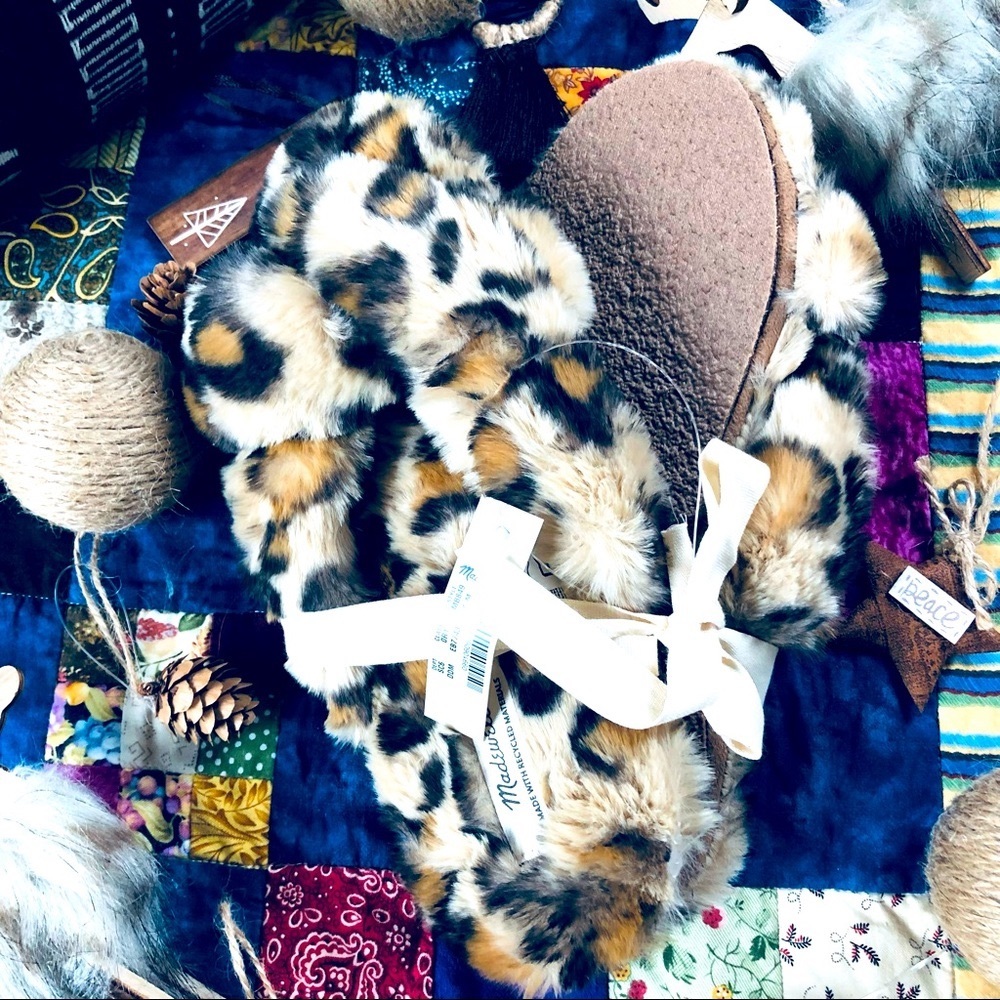 Madewell Crisscross Faux Fur Slippers